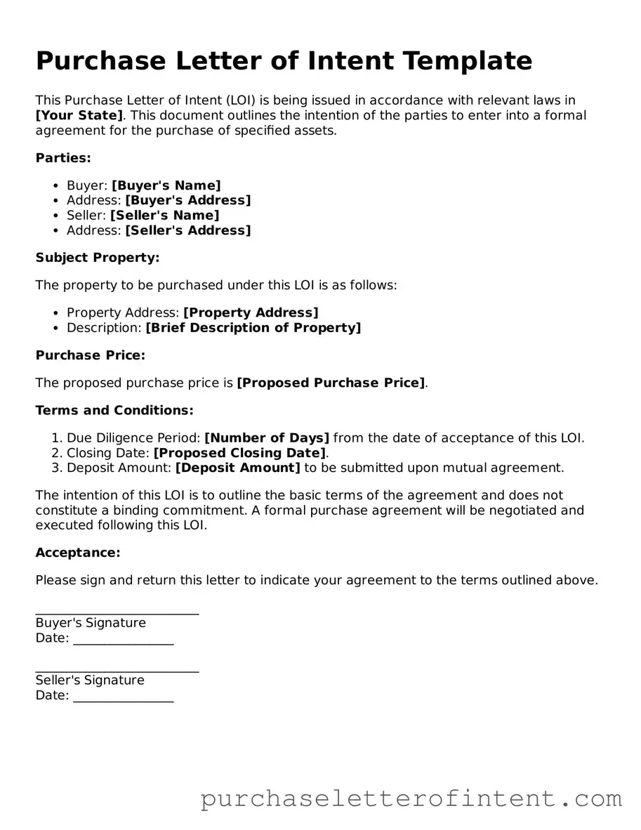 Legal Purchase Letter of Intent Form